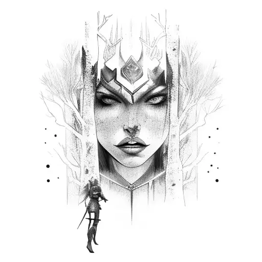 Warrior Woman In Woods