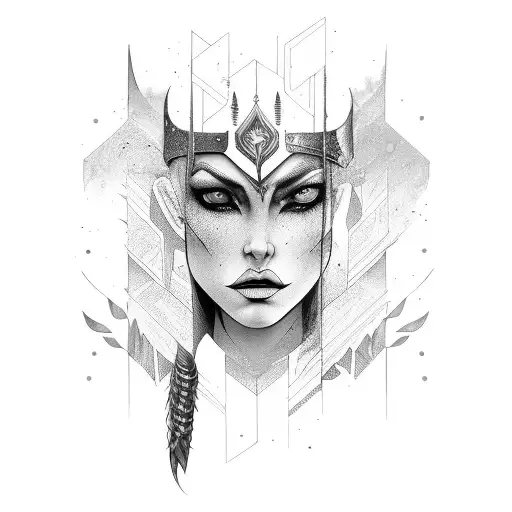 Warrior Woman In Woods