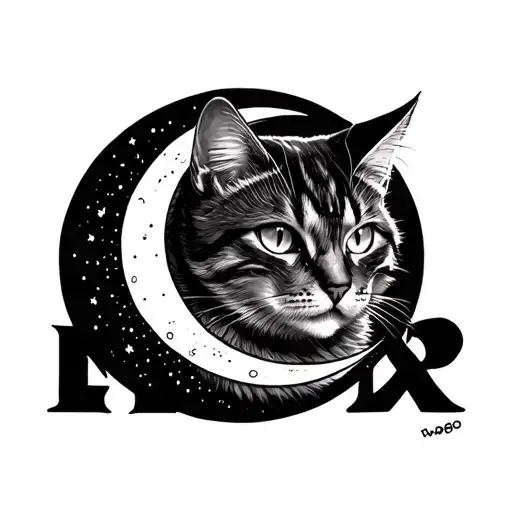 Cat With Aureola And The Letter Moon