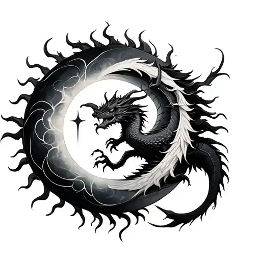 Dragon Sun Moon Surrounded