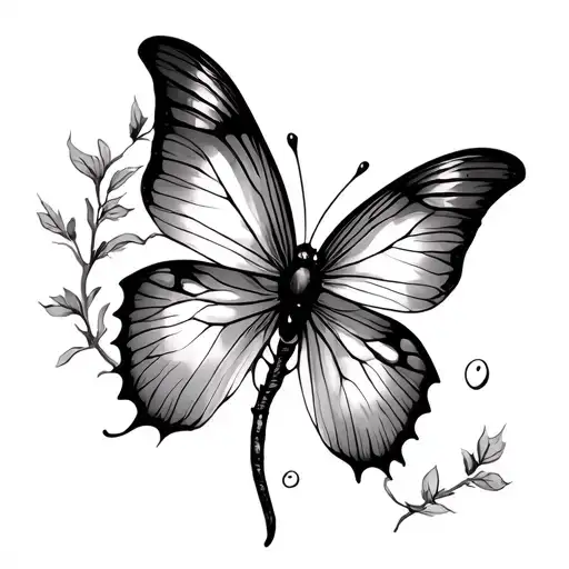 Vine Theme Tattoo Butter Fly
