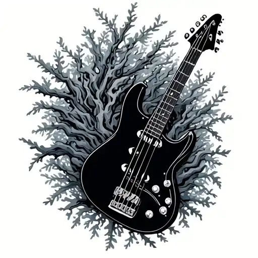 Tree Branches Form Outline Of Bass Guitar