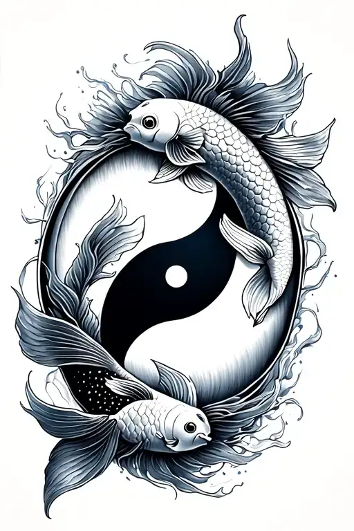 Sun And Moon Yin Yang Koi Fish