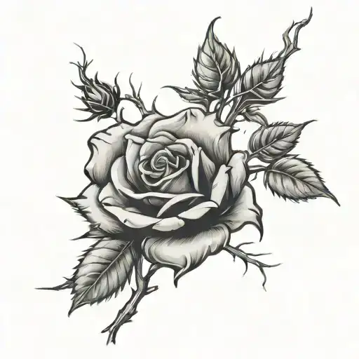 Rose With Thorns With Tree Coming Out Of It