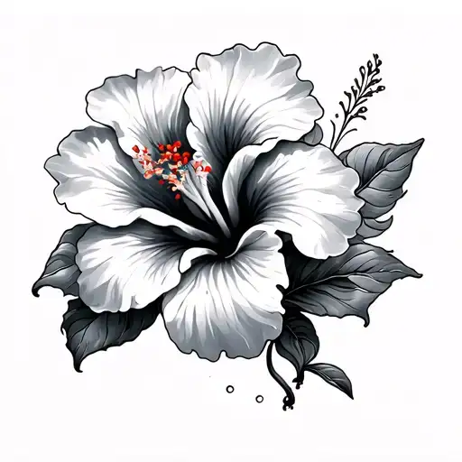 Hibiscus And Ocean Waves