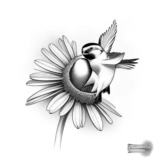 Swallow Bird Holding A Daisy