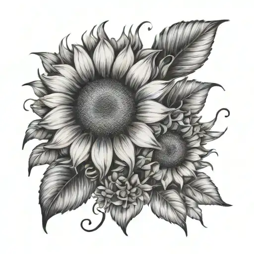 Big And Little Sunflowers With Kids Names And Hearts