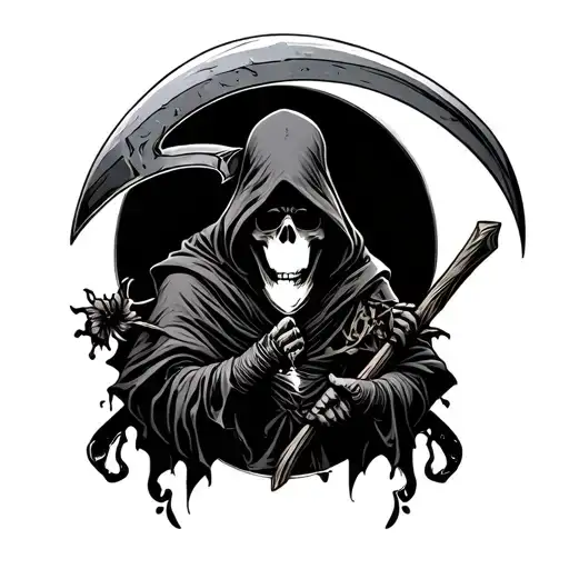 Hour Glass Grim Reaper With Scythe