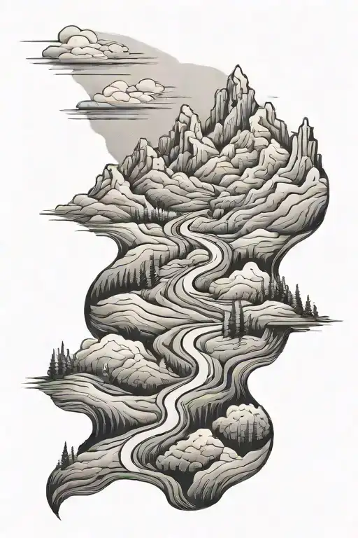 Long Road Winding With Moutains Foggy Dark