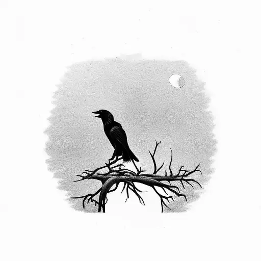 Crow On A Cedar Tree