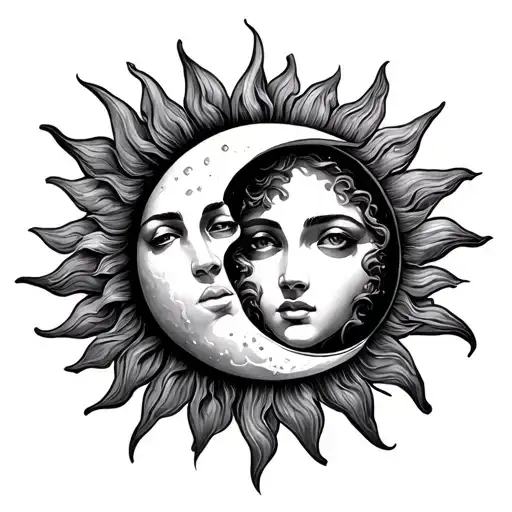 Sun And Moon Merging Together