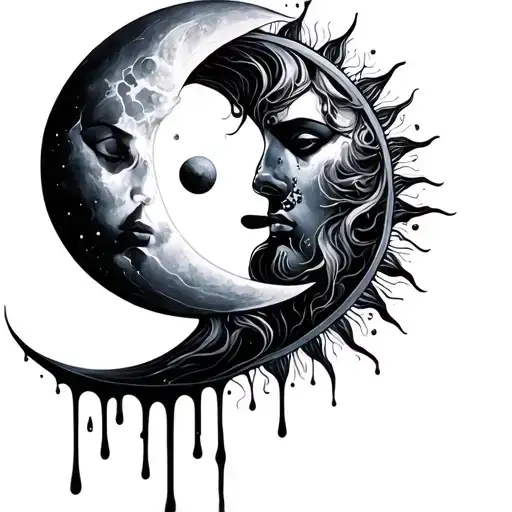 Sun And Moon Melting Together