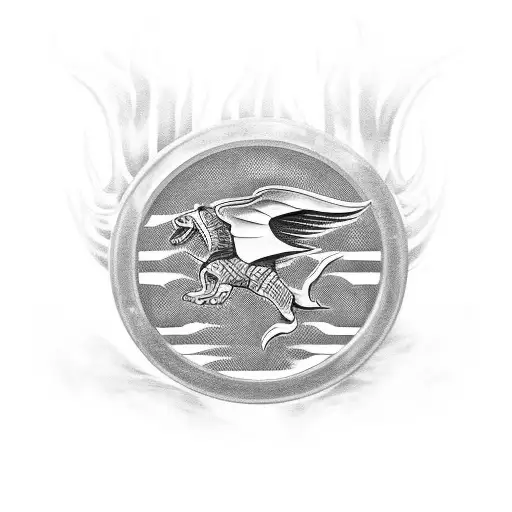 A Black-grey Tattoo Depicting A Powerful Mopar Muscle Car Tearing Through A Checkered Flag