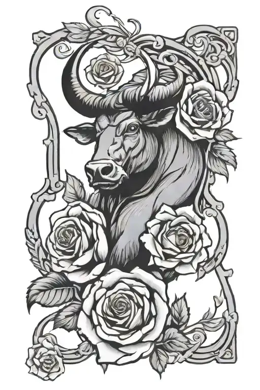 Symbol For Taurus Zodiac Symbol With Roses Intertwined