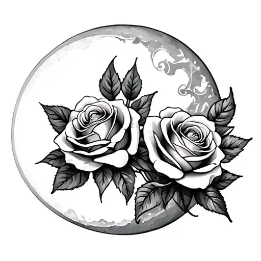Half Moon With 2 Roses