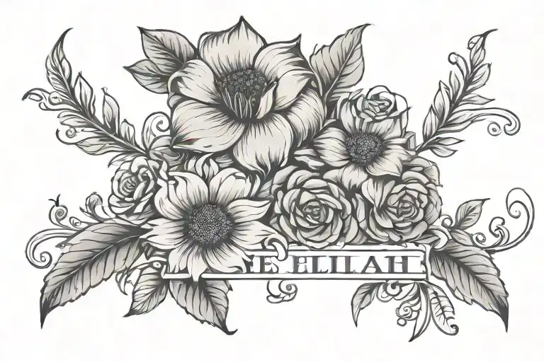 Ellie & Lilah Text With Floral