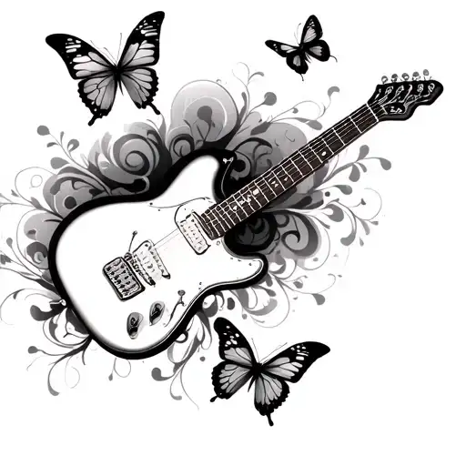 Guitar With Butterflies On