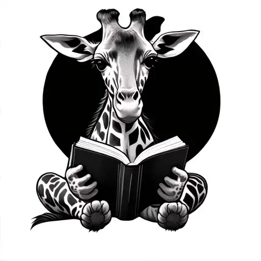 Giraffe Reading A Book