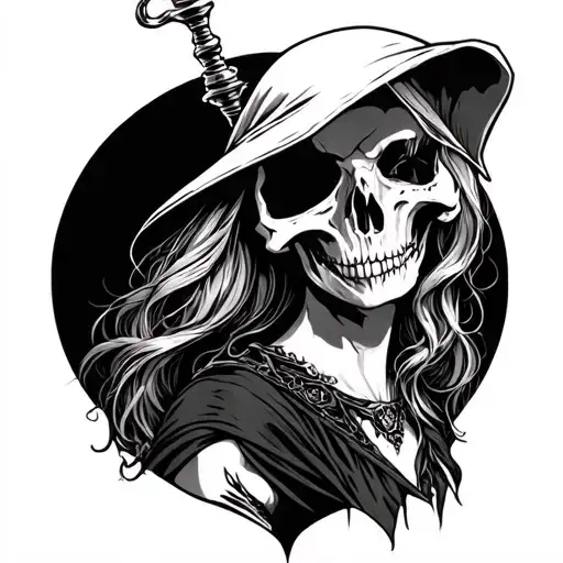 Sexy Female Faceless White Grim Reaper