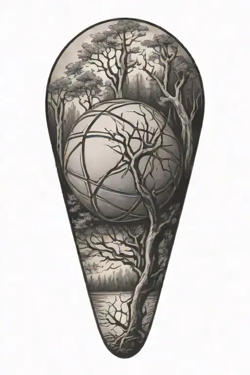 Basketball Ball And Forest