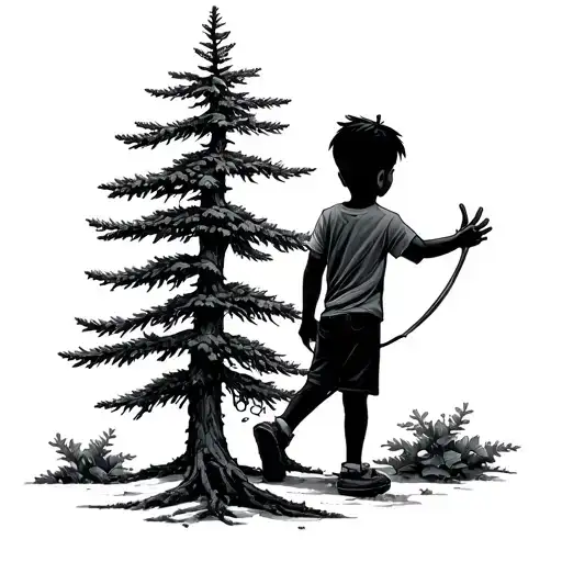 Pine Tree Growing Represent Two Boys Who Love Disney