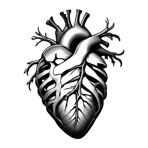 Anatomical Heart Inside Of Heart Shaped Rib Cage