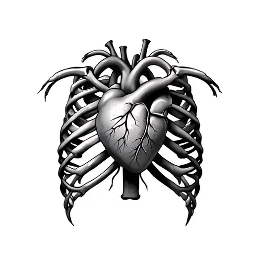 Heart Shaped Rib Cage With Anatomical Heart