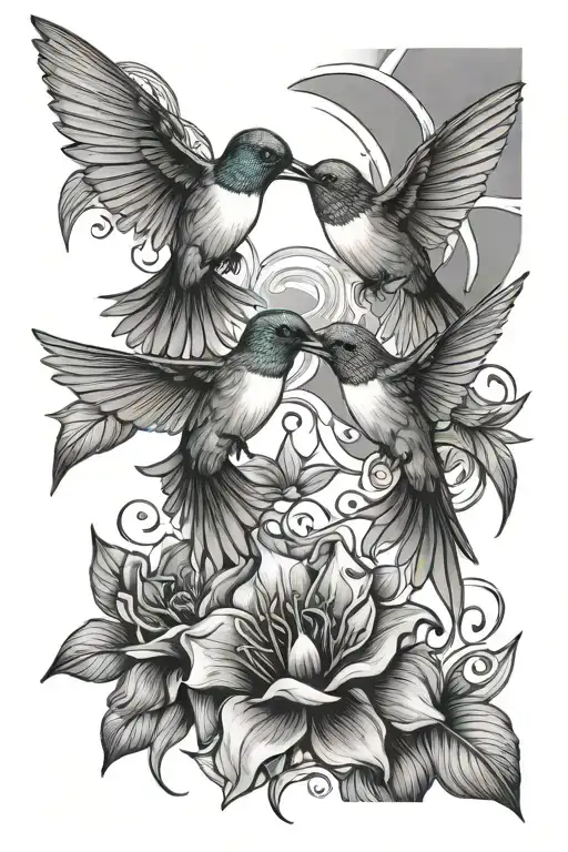 Humming Birds And Sun