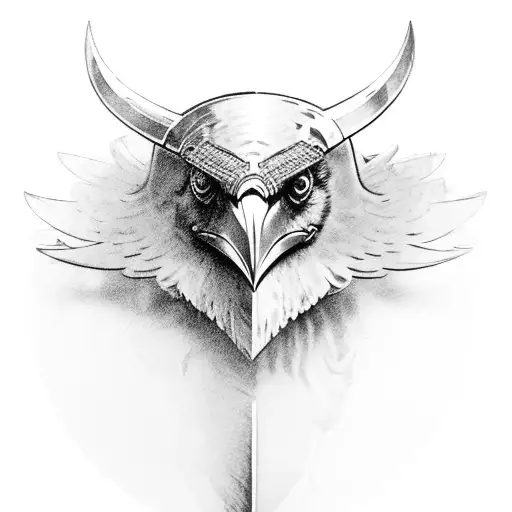 Viking Sword Down The Spine With A Raven Bird In The Middle Upper Back