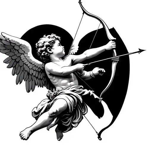 Cherub Angel Shooting A Bow And Arrow With Towel Covering