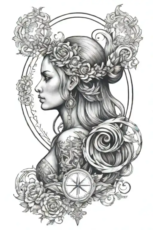 Godess Woman With Halo And Long Hair And Hourglass Bodyshape