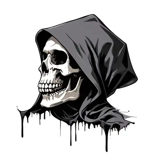 Skull Wearing Hood With Dark Shading