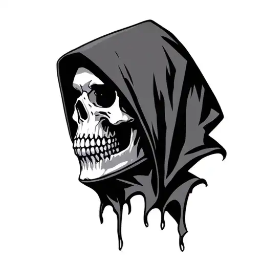 Skull Wearing Hood With Dark Shading