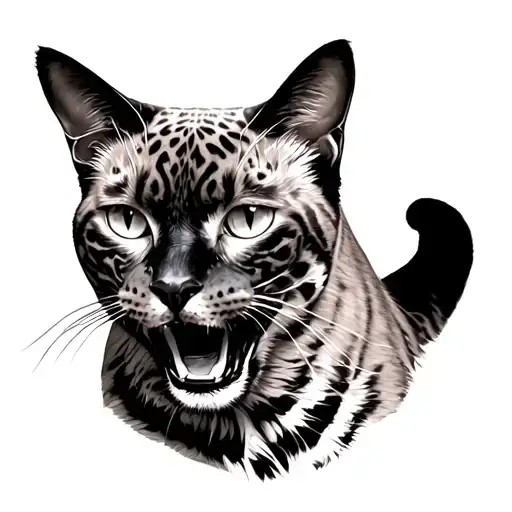 A Siamese Cat But Looking Like A Jaguar With His Mouth Open