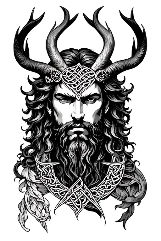 Celtic God Cernunnos Sleeve Black Pagan