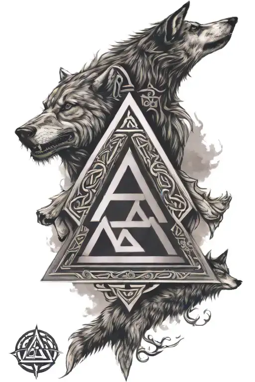 A Norse Valknut Symbolizing Loyalty And Trust Surrounded By Wolves