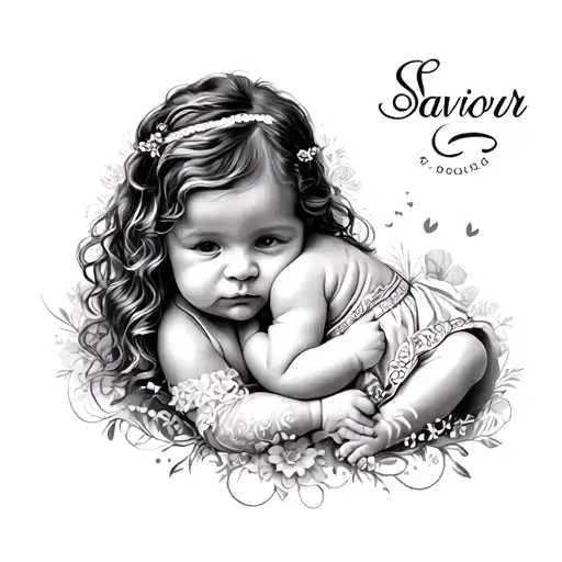 Baby Girl Tattoo With The Name Saviour