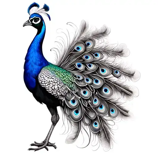 Peacock Bust With Big Feathers