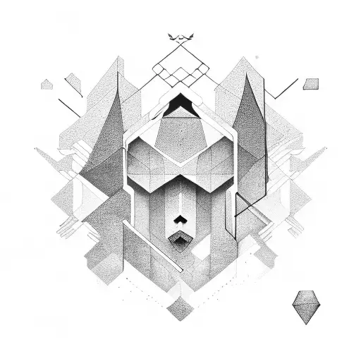 Realism Forest Faded Into Geometric Shapes