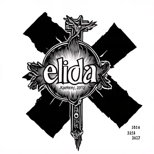 The Name Elida With A Cross In The Back And Date Of Birth With Death Date At The Bottom