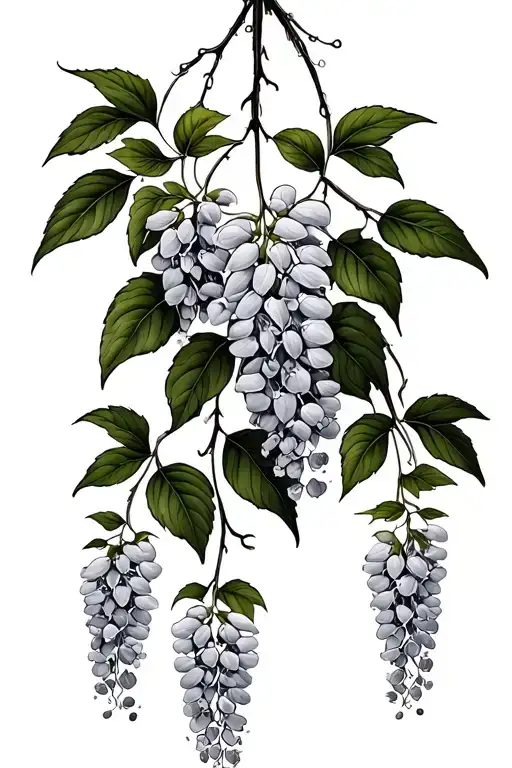 One Hanging Wisteria Plant With Leaves