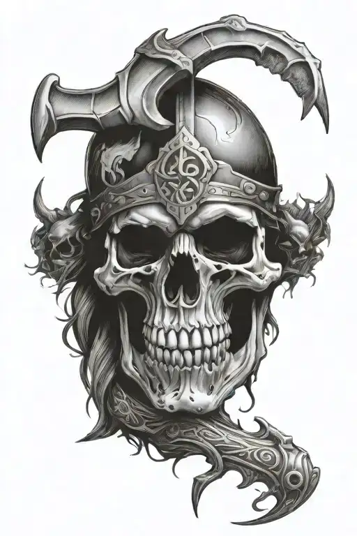 Viking Mountain Skull Surrounded