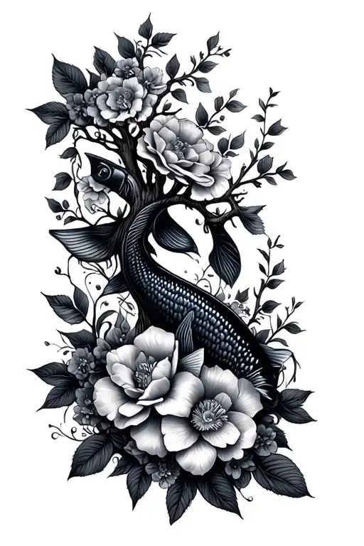 Floral With Fish And Family Tree