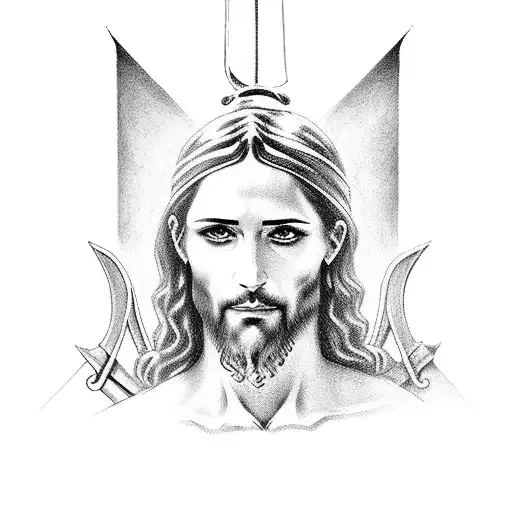Jesus With Sword On Shoulder