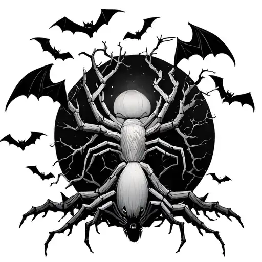 Position Tree With Bats And A Spider