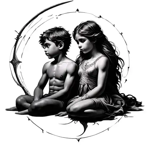 Leo And Sagittarius Siblings Boy And Girl Sitting