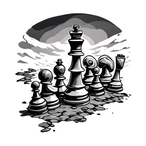 Family Chess Pieces On Life Journey With Bumpy Roads And Obstacles