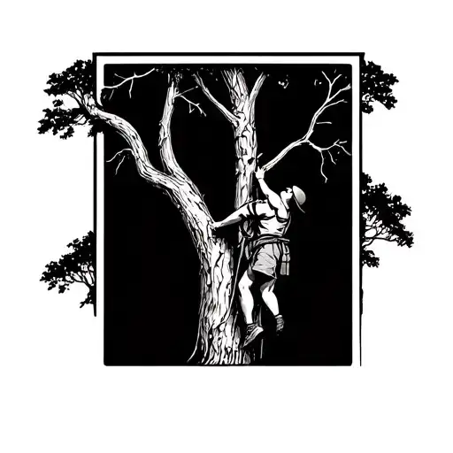 Arborist Climbing A Tree