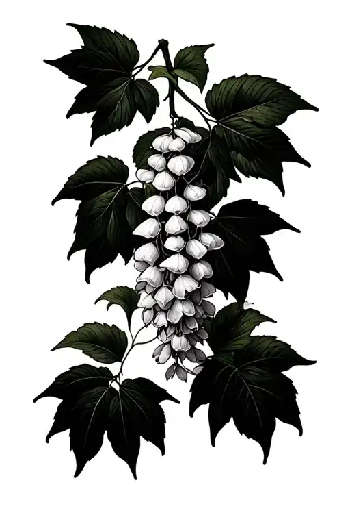 One Hanging Wisteria Plant With Leaves