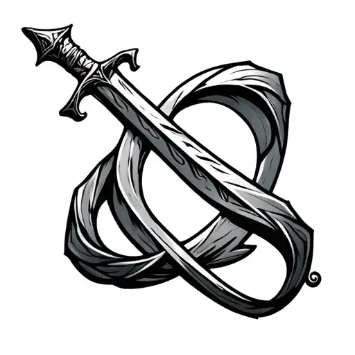 Cursive C Wrapped Around A Dagger